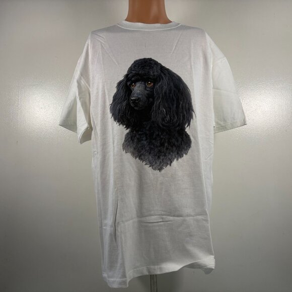 Vintage Black Standard Poodle T Shirt Mens Size XL White Dog Portrait Y2K - Picture 2 of 4